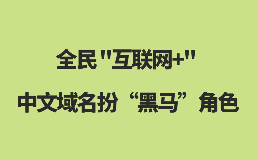 全民“互联网+ ”，中文域名扮黑马角色